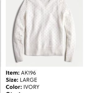 J crew Pointelle crewneck sweater in ivory size large